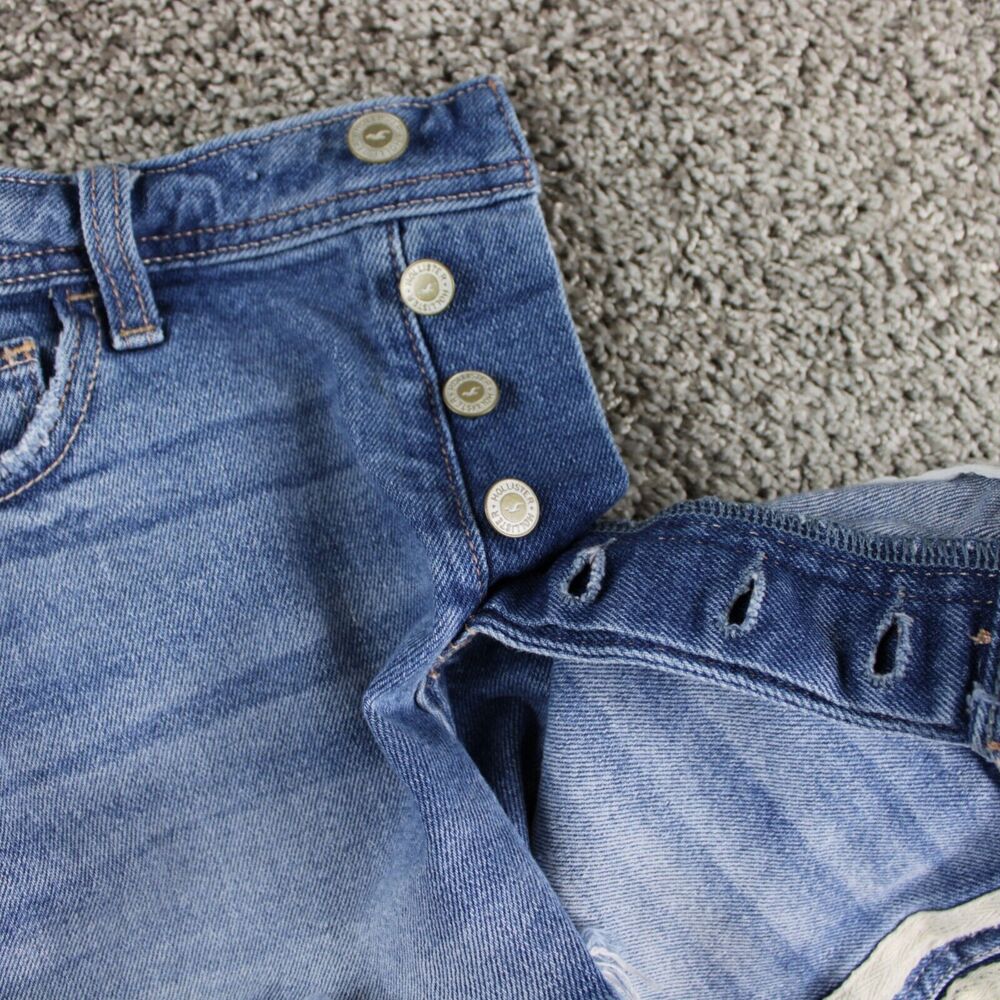 Hollister Womens Low Rise Denim Shorts Blue Button Fly Size 7 - Picture 4 of 8